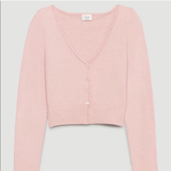 WILFRED Santorini Cardigan Sweater Cashmere Wool Dawn Pink M Medium Aritzia - Picture 8 of 16